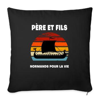 Father and Son Norman Vintage Normandy - Sofa pillowcase 17,3'' x 17,3'' (45 x 45 cm) - black - Front