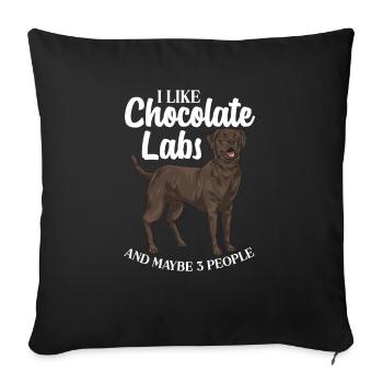 Chocolate Brown Labrador Retriever Dog - Sofa pillowcase 17,3'' x 17,3'' (45 x 45 cm) - black - Front