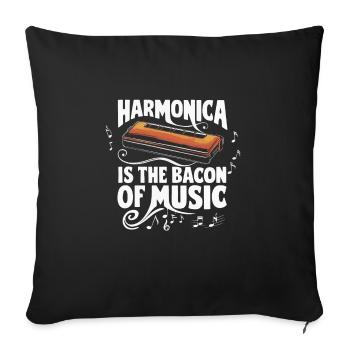 Cadeau de jeu d’harmonica - Housse de coussin décorative 45 x 45 cm - noir - Devant