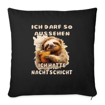 Funny Sloth Saying Night Shift - Sofa pillowcase 17,3'' x 17,3'' (45 x 45 cm) - black - Front