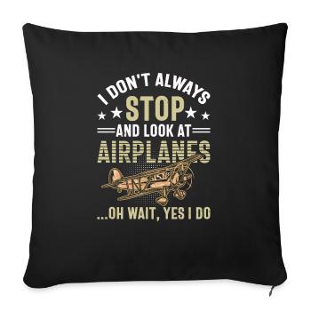 Pilot Aviator Airplanes - Sofa pillowcase 17,3'' x 17,3'' (45 x 45 cm) - black - Front