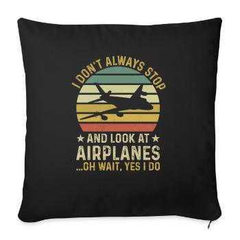Pilot Aviator Airplanes - Sofa pillowcase 17,3'' x 17,3'' (45 x 45 cm) - black - Front