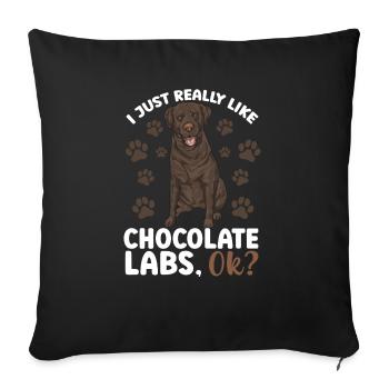 Chocolate Brown Labrador Retriever Dog - Sofa pillowcase 17,3'' x 17,3'' (45 x 45 cm) - black - Front