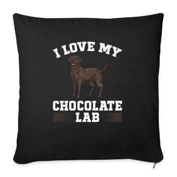 Schoko Brauner Labrador Retriever Hund - Sofakissenbezug 45 x 45 cm - Schwarz - Vorne