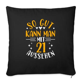 21e anniversaire femme homme, 21 ans anniversaire - Housse de coussin décorative 45 x 45 cm - noir - Devant