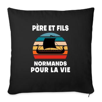 Vater und Sohn Vintage Normandie Normandie - Sofakissenbezug 45 x 45 cm - Schwarz - Vorne