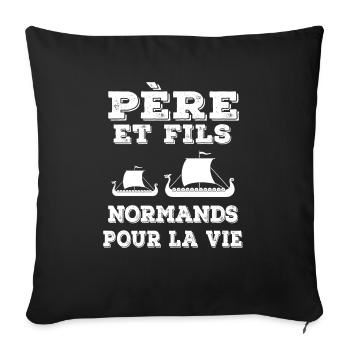 père et fils équipe normand normandie - Housse de coussin décorative 45 x 45 cm - noir - Devant