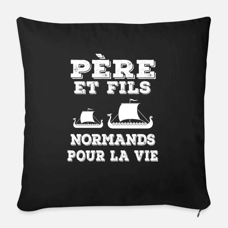 père et fils équipe normand normandie - Housse de coussin décorative 45 x 45 cm - noir