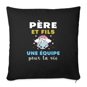 Unicorn Father and Son Dad Gift - Sofa pillowcase 17,3'' x 17,3'' (45 x 45 cm) - black - Front
