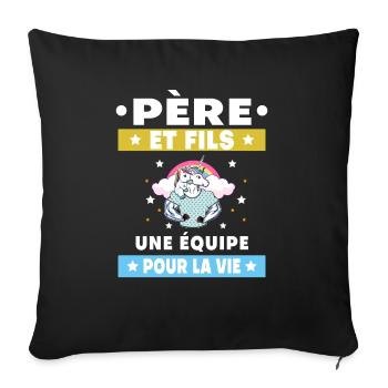 Father and Son Unicorn Duo Man Team for Life - Sofa pillowcase 17,3'' x 17,3'' (45 x 45 cm) - black - Front