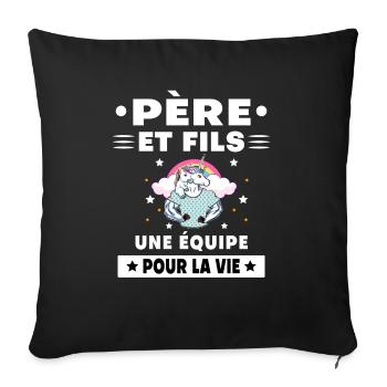 Father and Son Unicorn Duo Man Gift Dad - Sofa pillowcase 17,3'' x 17,3'' (45 x 45 cm) - black - Front