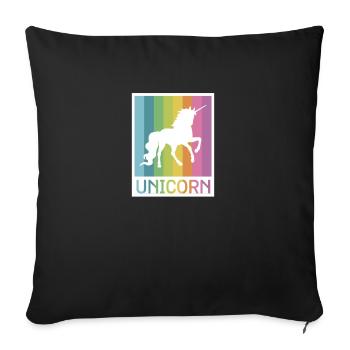 T-shirt licorne vintage - Mignon arc-en-ciel magique - Housse de coussin décorative 45 x 45 cm - noir - Devant