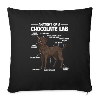 Schoko Brauner Labrador Retriever Hund - Sofakissenbezug 45 x 45 cm - Schwarz - Vorne