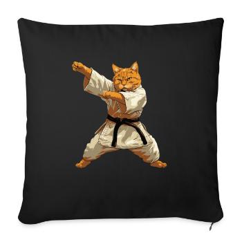 Katzen Aikido Kampfsport Geschenk - Sofakissenbezug 45 x 45 cm - Schwarz - Vorne