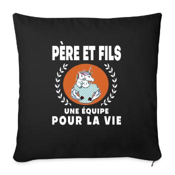 Father Son Unicorn Vintage Retro Gift Dad - Sofa pillowcase 17,3'' x 17,3'' (45 x 45 cm) - black - Front