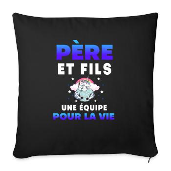 Father Son Unicorn Team For Life Duo Man - Sofa pillowcase 17,3'' x 17,3'' (45 x 45 cm) - black - Front