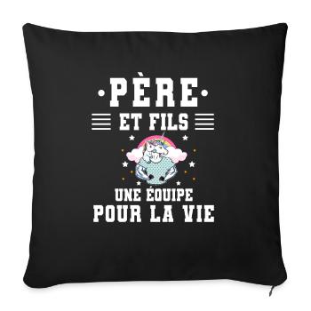 Father Son Unicorn Gift Dad - Sofa pillowcase 17,3'' x 17,3'' (45 x 45 cm) - black - Front