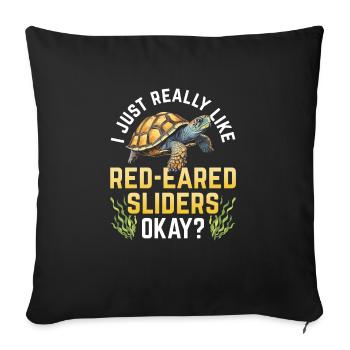 Red-eared turtle lovers - Sofa pillowcase 17,3'' x 17,3'' (45 x 45 cm) - black - Front