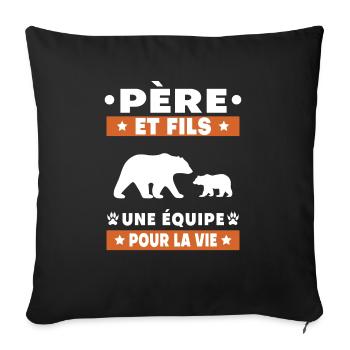 Father and Son Bear Duo Man Team for Life - Sofa pillowcase 17,3'' x 17,3'' (45 x 45 cm) - black - Front