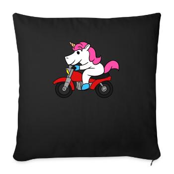 Unicorn Riding Motorcycle T-Shirt Funny Magical - Sofa pillowcase 17,3'' x 17,3'' (45 x 45 cm) - black - Front