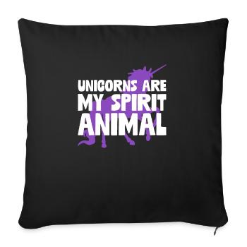 Licorne Sont Mon Animal Drôle Arc-en-ciel Magique - Housse de coussin décorative 45 x 45 cm - noir - Devant