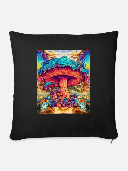 Psychedelic Mushrooms - Sofakissenbezug 45 x 45 cm - Schwarz