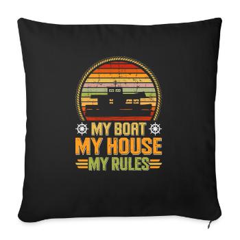 Drôle de dicton de péniche - Housse de coussin décorative 45 x 45 cm - noir - Devant