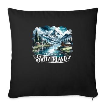 Je préfère être en Suisse vacancier - Housse de coussin décorative 45 x 45 cm - noir - Devant