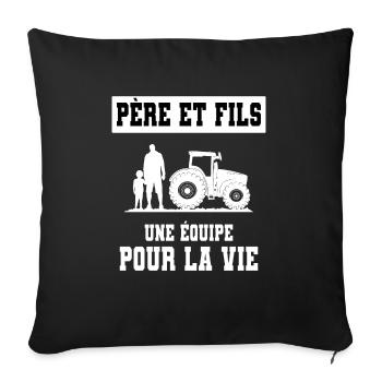 farmer father and son duo man - Sofa pillowcase 17,3'' x 17,3'' (45 x 45 cm) - black - Front