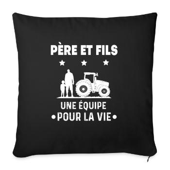 farmer father and son team duo man - Sofa pillowcase 17,3'' x 17,3'' (45 x 45 cm) - black - Front