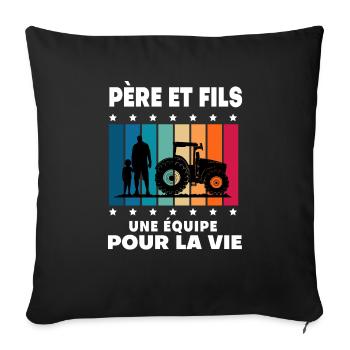 Father and Son Farmer Vintage Man - Sofa pillowcase 17,3'' x 17,3'' (45 x 45 cm) - black - Front