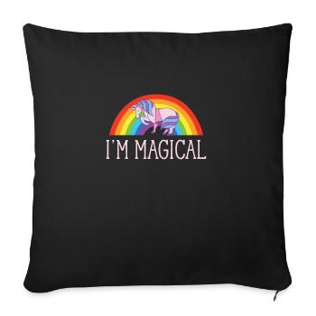 Ich bin magisches Regenbogen-Einhorn Lustiges Regenbogen-Einhorn - Sofakissenbezug 45 x 45 cm - Schwarz - Vorne