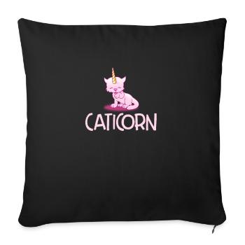 Caticorn Drôle Arc-en-ciel Chat Licorne Magical Girl - Housse de coussin décorative 45 x 45 cm - noir - Devant