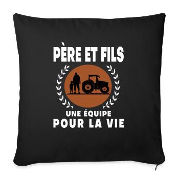 Father Son Farmer Retro Vintage Man - Sofa pillowcase 17,3'' x 17,3'' (45 x 45 cm) - black - Front