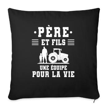 Father Son Farmer Gift Dad - Sofa pillowcase 17,3'' x 17,3'' (45 x 45 cm) - black - Front