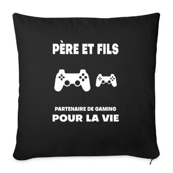 Gaming Father and Son Partner Duo Gamer Dad - Sofa pillowcase 17,3'' x 17,3'' (45 x 45 cm) - black - Front