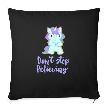 N’arrêtez pas de croire que la licorne magique arc-en-ciel est mignonne - Housse de coussin décorative 45 x 45 cm - noir - Devant