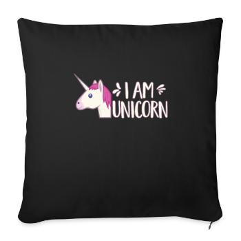 Je suis une licorne arc-en-ciel Magical Girl Licorne mignonne - Housse de coussin décorative 45 x 45 cm - noir - Devant