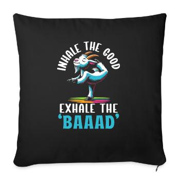 Professeur de yoga drôle de méditation de yoga de chèvre Namaste - Housse de coussin décorative 45 x 45 cm - noir - Devant