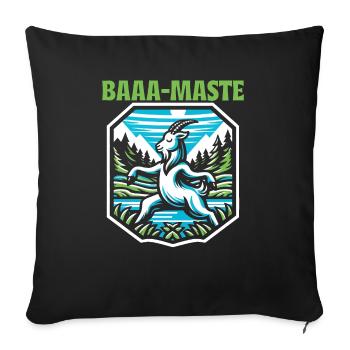 Professeur de yoga drôle de méditation de yoga de chèvre Namaste - Housse de coussin décorative 45 x 45 cm - noir - Devant