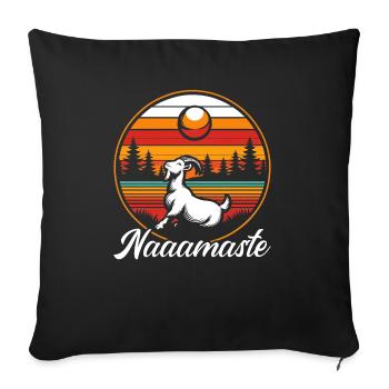 Professeur de yoga drôle de méditation de yoga de chèvre Namaste - Housse de coussin décorative 45 x 45 cm - noir - Devant