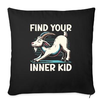 Professeur de yoga drôle de méditation de yoga de chèvre Namaste - Housse de coussin décorative 45 x 45 cm - noir - Devant