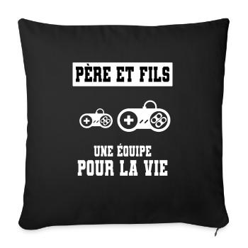 Gamer father and son duo man dad gaming - Sofa pillowcase 17,3'' x 17,3'' (45 x 45 cm) - black - Front