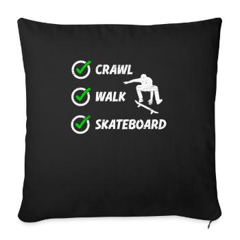 Crawl Walk Skateboard pour un patineur - Housse de coussin décorative 45 x 45 cm - noir - Devant