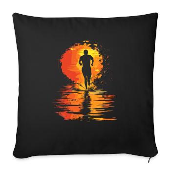 Running design for runners at the marathon - Sofa pillowcase 17,3'' x 17,3'' (45 x 45 cm) - black - Front