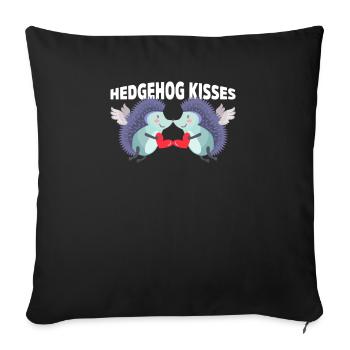 Hérisson Baisers Drôle Deux Hérissons Amoureux Partenaire - Housse de coussin décorative 45 x 45 cm - noir - Devant