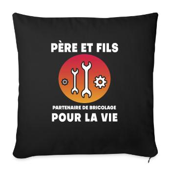 Father and Son DIY Retro Vintage Dad - Sofa pillowcase 17,3'' x 17,3'' (45 x 45 cm) - black - Front
