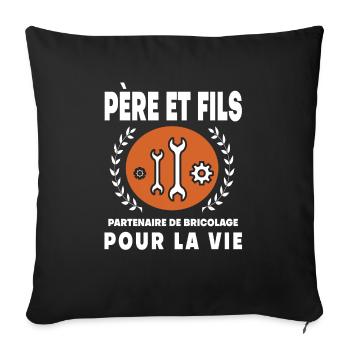Vater Sohn DIY Vintage Retro Papa - Sofakissenbezug 45 x 45 cm - Schwarz - Vorne