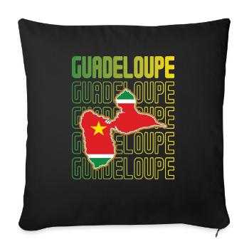 idee cadeau design drapeau de la guadeloupe - Housse de coussin décorative 45 x 45 cm - noir - Devant