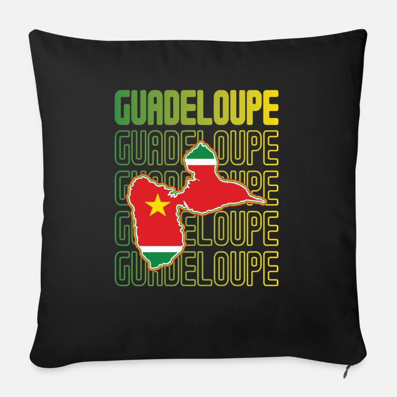 idee cadeau design drapeau de la guadeloupe - Housse de coussin décorative 45 x 45 cm - noir
